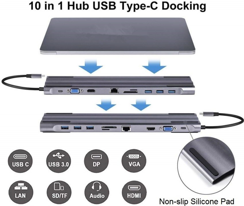 12 in 1 HDMI x2 + USB3.0 + USB2.0 + PD Charging + VGA