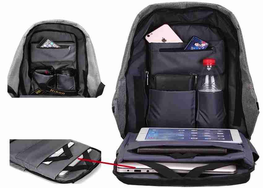VEBETO Anti Theft Backpack USB Charging Port 15.6 Inch Expandable Bag Black 25 L Laptop Backpack Black Price in India Flipkart