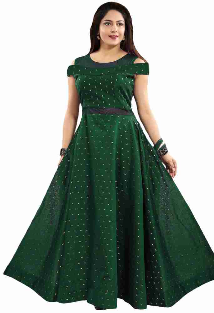 jsv fashion Women Gown Green Dress - Buy jsv fashion Women Gown Green Dress  Online at Best Prices in India