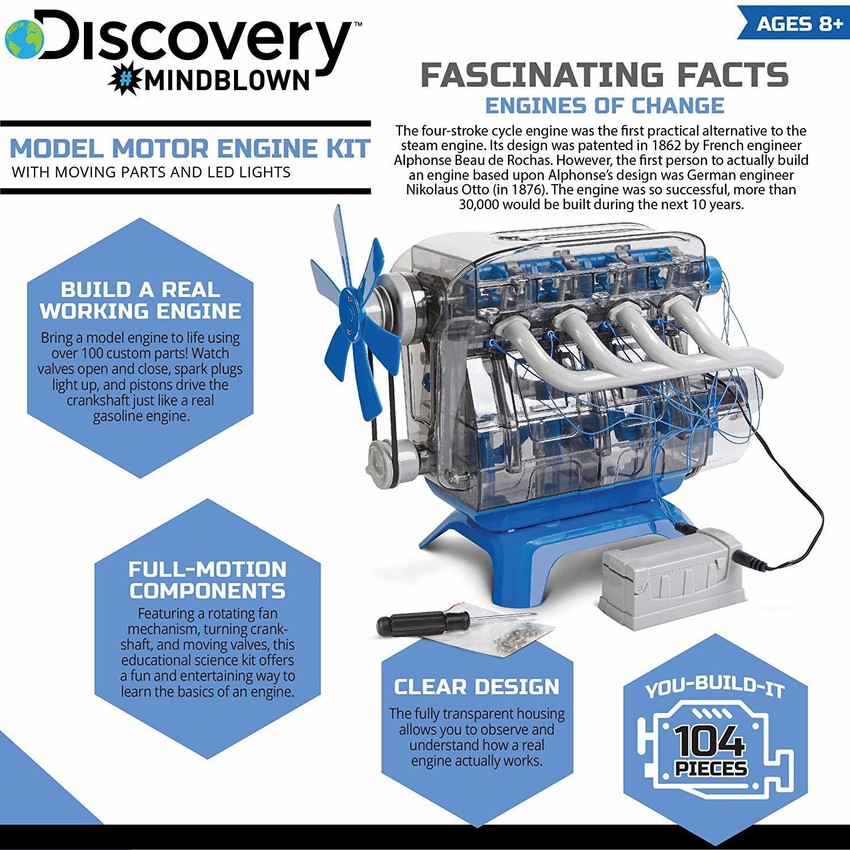 Discovery Mindblown Model Motor Engine Kit Moving Parts and LED Lights Price in India Buy Discovery Mindblown Model Motor Engine Kit Moving Parts and LED Lights online at Flipkart