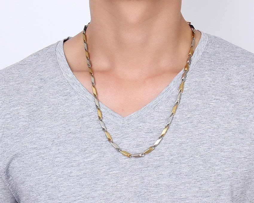 MEENAZ Men Jewellery Valentine Silver Gold Chain Combo Necklace