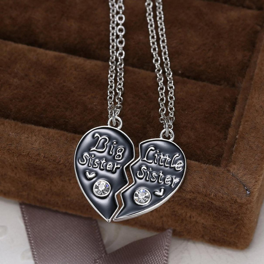 Power Up Sisters Love Combine Heart Pendant Necklace Chain Silver Black Jewel For Women Metal Pendant Set Price in India Buy Power Up Sisters Love Combine Heart Pendant Necklace Chain Silver