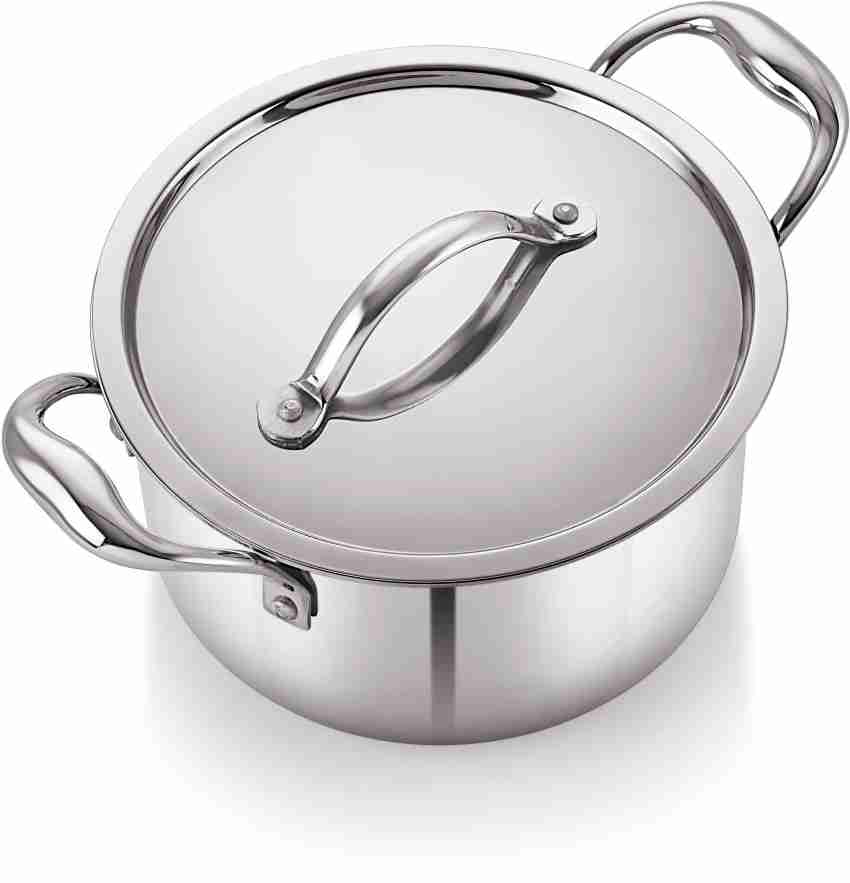 PRABHA by Prabha Heavy Gauge- Encapsulated Base Stainless Steel Milk Pot  Milk Boiler 1.8L And 14cm Diameter Pot 14 cm diameter 1.8 L capacity with  Lid