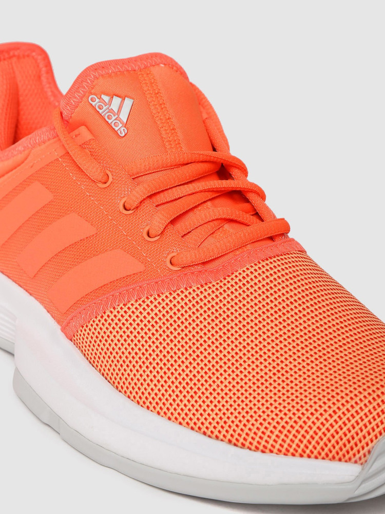 ADIDAS Women Orange Woven Design Game Court Tennis Shoes Tennis