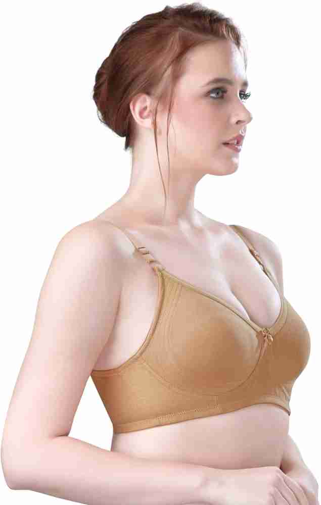 Lemixa Womens Cotton C Cup Non Wired Non Padded Side Support Double Layer  Full Cup Coverage Broad Belt Bra - Size 36C, Beige Women Full Coverage Non Padded  Bra - Buy Lemixa