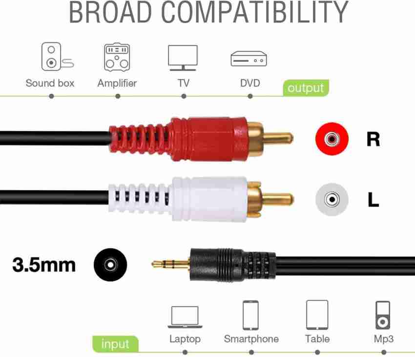 FEDUS 3.5mm Jack Stereo Audio Male to 2 RCA Male Cable AV Audio Video Cable  TV-Out Cable Speaker Amplifier Connect RCA Audio Video TRS 3-Pole Male