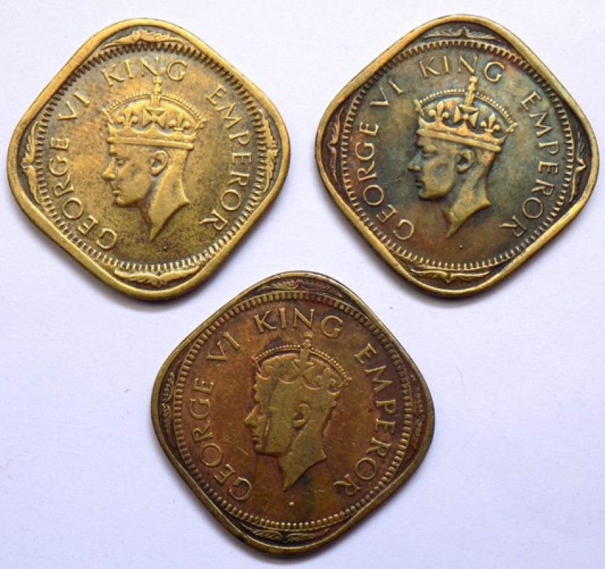 Hariom 1942-43-44 # 2 ANNA - GEORGE VI KING & EMPEROR -BRASS -3