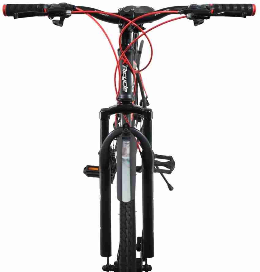 X Bicycle Agile Shox Bike For Adults Black Red 700C T Hybrid Cycle