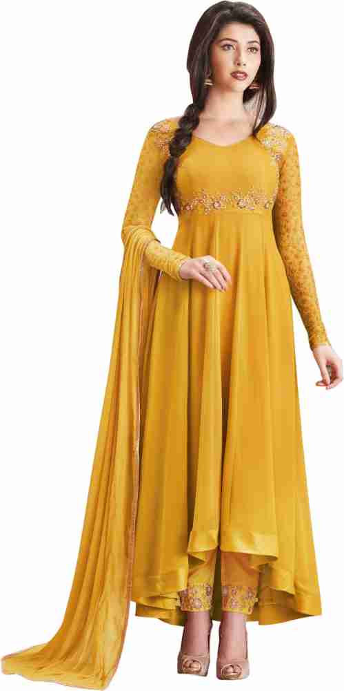 Buy Haldi Wear Faux Georgette Yellow Color Anarkali Suit Online