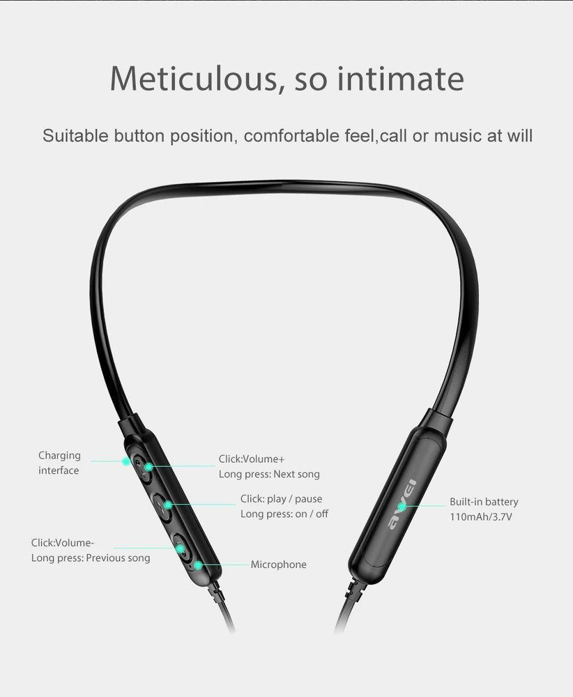 Awei G20BL Dual Drivers Bluetooth Neckband Sport Earbuds Bluetooth