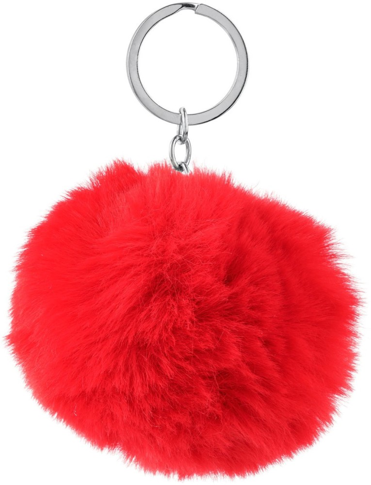 Three Shades Cute Fluffy Fur Pompom Keychain & Key Ring for Girls (Pink) :  : Fashion