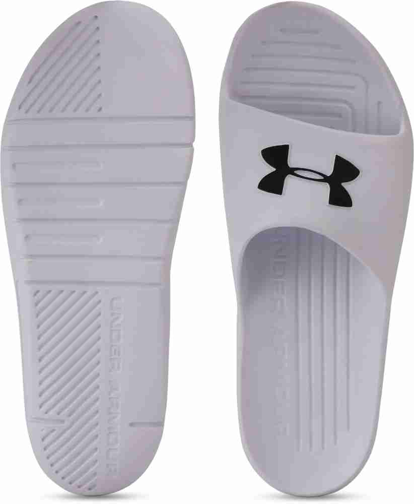 Under armour 2025 white slides mens