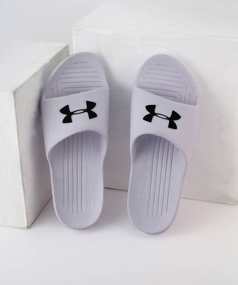 Under armour white slides mens hot sale