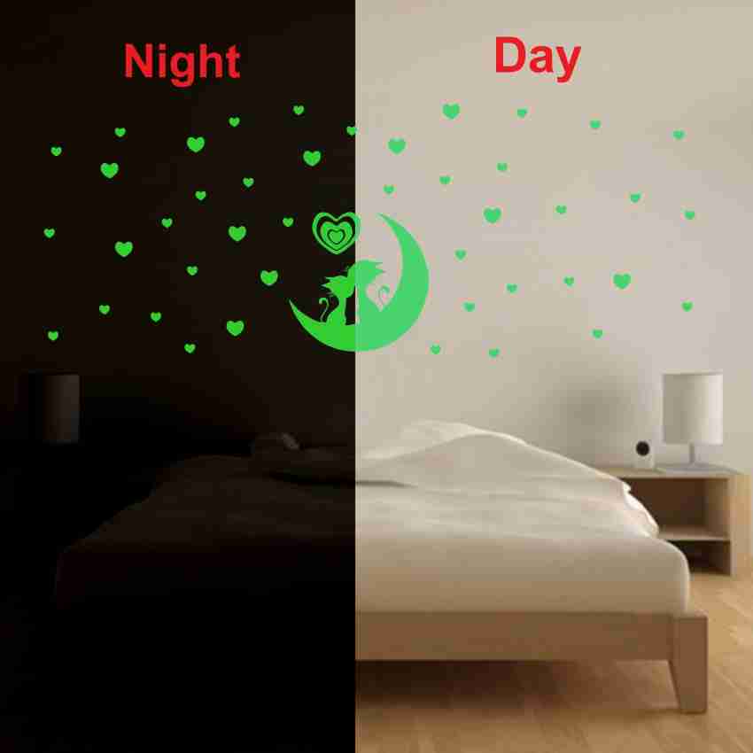 Moon Couple Cat Pattern Luminous Wall Stickers Stars And Dots Meteor  Fluorescent Cartoon Stickers Room Decoration Glow Stickers, Today's Best  Daily Deals