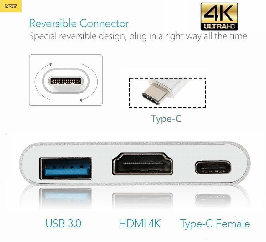 microware Type C HDMI Hub USB C to HDMI USB 3.0 Type C Female Type