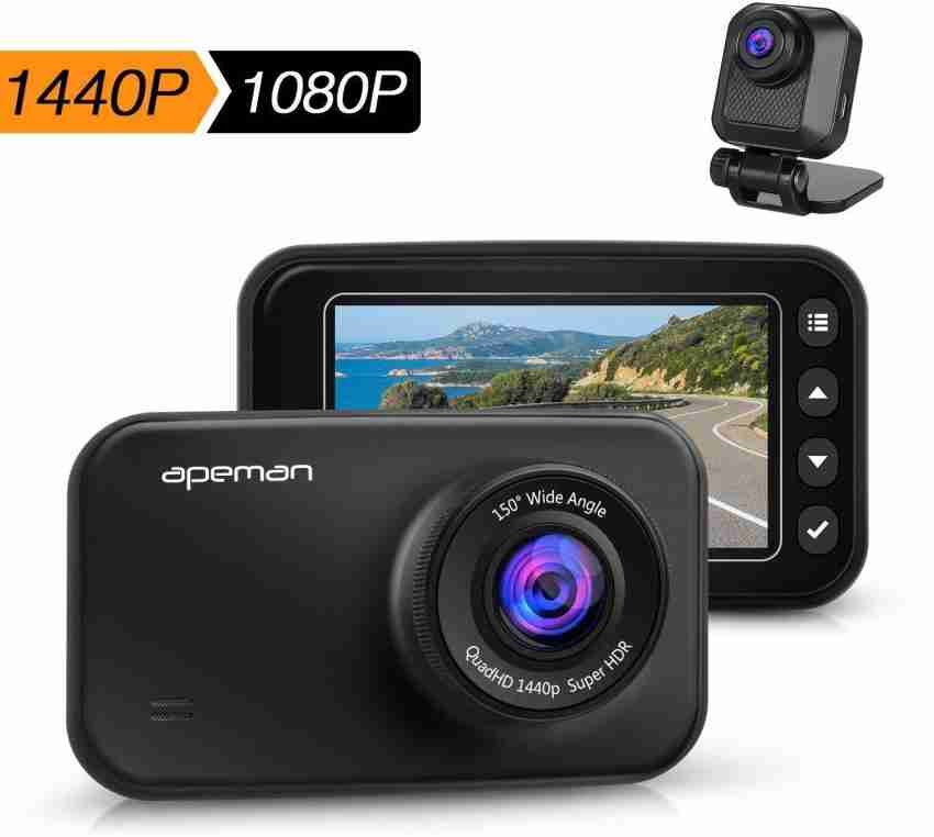 Apeman APEMAN APEMAN Dash Cam 1440p & 1080p Dual Dash Camera with IR Sensor, 6G Lens, G-Sensor, WDR, Super Vision, Loop Recording, Parking Monitoring etc C860 Vehicle Camera System