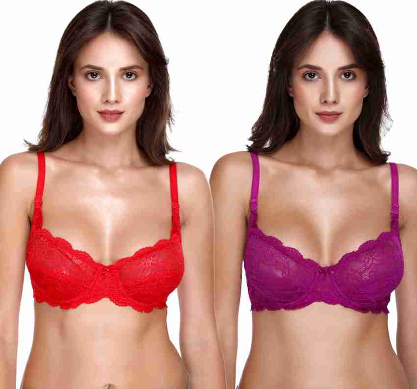 Buy Sona Lingerie Women's Pushup Sl004 Non-Padded Lace Underwired