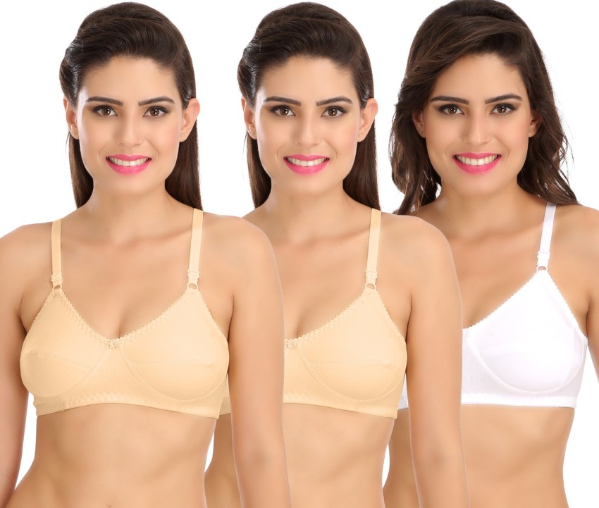 Buy Sona Women's Cotton Non-Padded Wire Free Full Coverage Bra Beige at