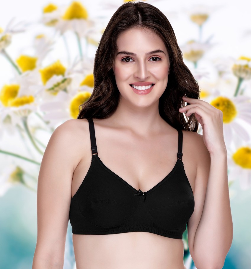 Rajnie Women’s Pure Cotton Non-Padded Full Coverage Plus-Size Everyday Bra  Pack of 2 (White,Black-40D)