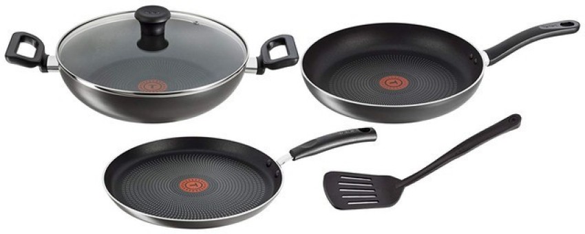 Tefal Essential 5 Piece Non Stick Aluminium Pan Set Black