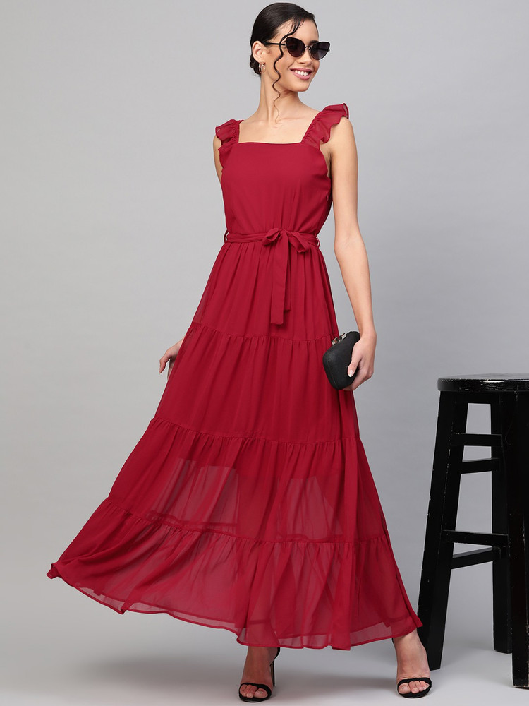 Sassafras Women Maxi Red Dress - Buy Sassafras Women Maxi Red Dress Online  At Best Prices In India | Flipkart.Com