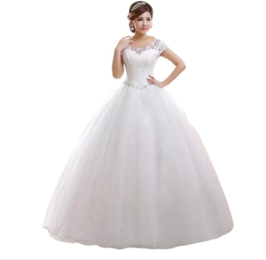 Gownlink Christians Wedding Catholic Gowns White Wedding Frock Qth58 Train  Dress