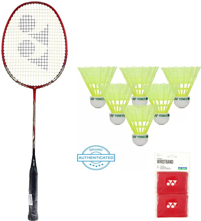 YONEX Nanoray 7 (Grip Size 4U (Ave.83g) With Mavis 200i, Wrist Band Badminton Kit
