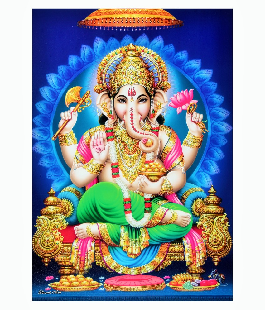 Jai Ganesh Texture Painting Print Photo Without Frame Multicolor ...