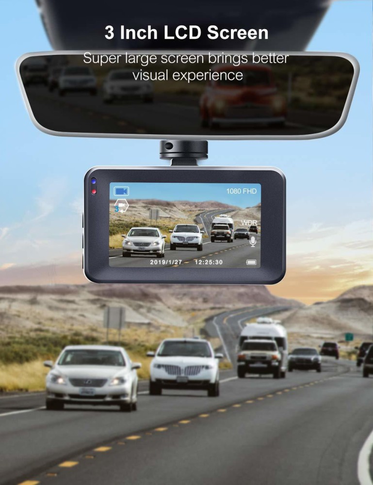 Dash Cam Both 1080p FHD Front and Rear Dual Lens in Car Camera Recorder Crosstou