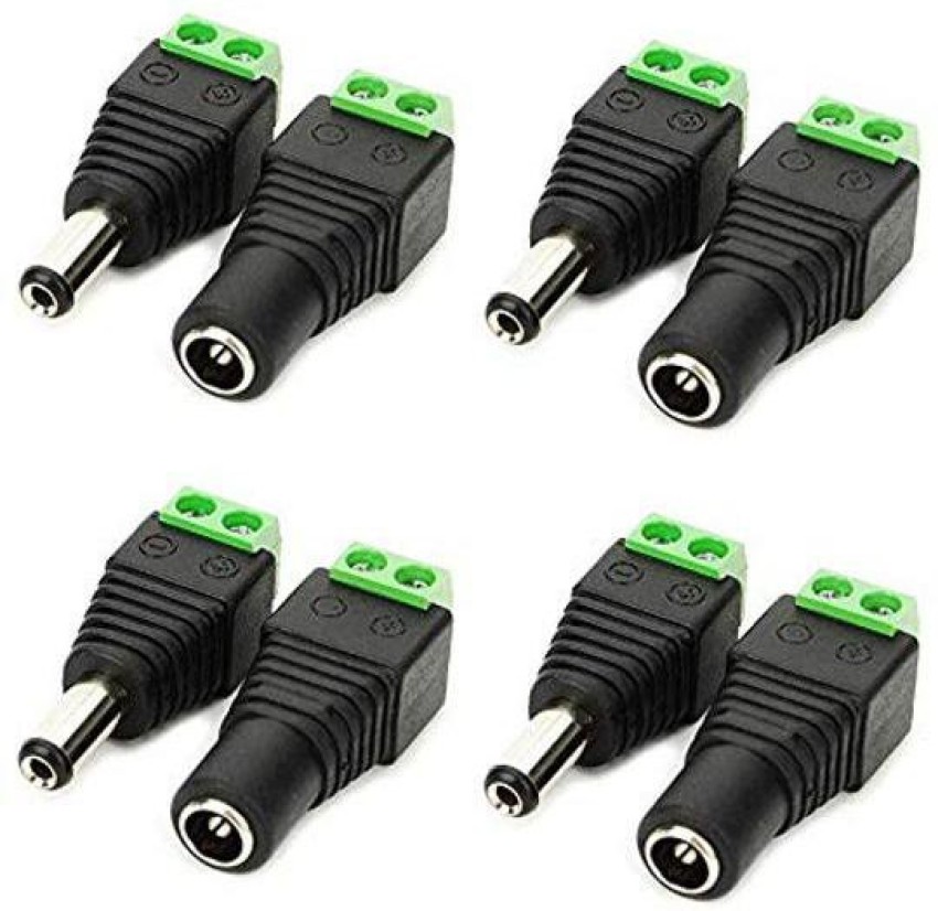 ATEKT (4 Set) Screw Fastening Type Male and Female DC Power Plug-Connector  (4 Male + 4 Female) 4 Pair 5.5mm x 2.1mm 12V DC Power Male & Female Jack  Terminal Blocks DC