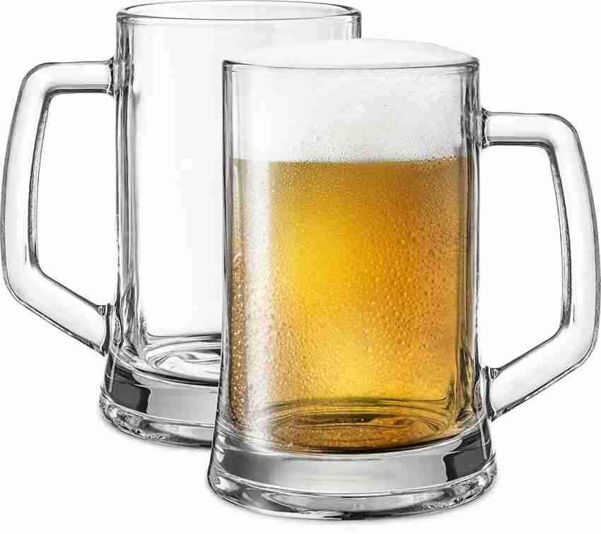 Beer Glasses, Glass Mugs With Handle 16oz, Large Beer Glasses For Freezer,  Beer Cups Drinking Glasses, Set of 2