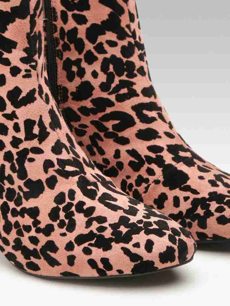 DOROTHY PERKINS Women Pink Black Leopard Print Mid Top Heeled Boots Boots For Women Buy DOROTHY PERKINS Women Pink Black Leopard Print Mid Top Heeled Boots Boots For Women Online at Best Price