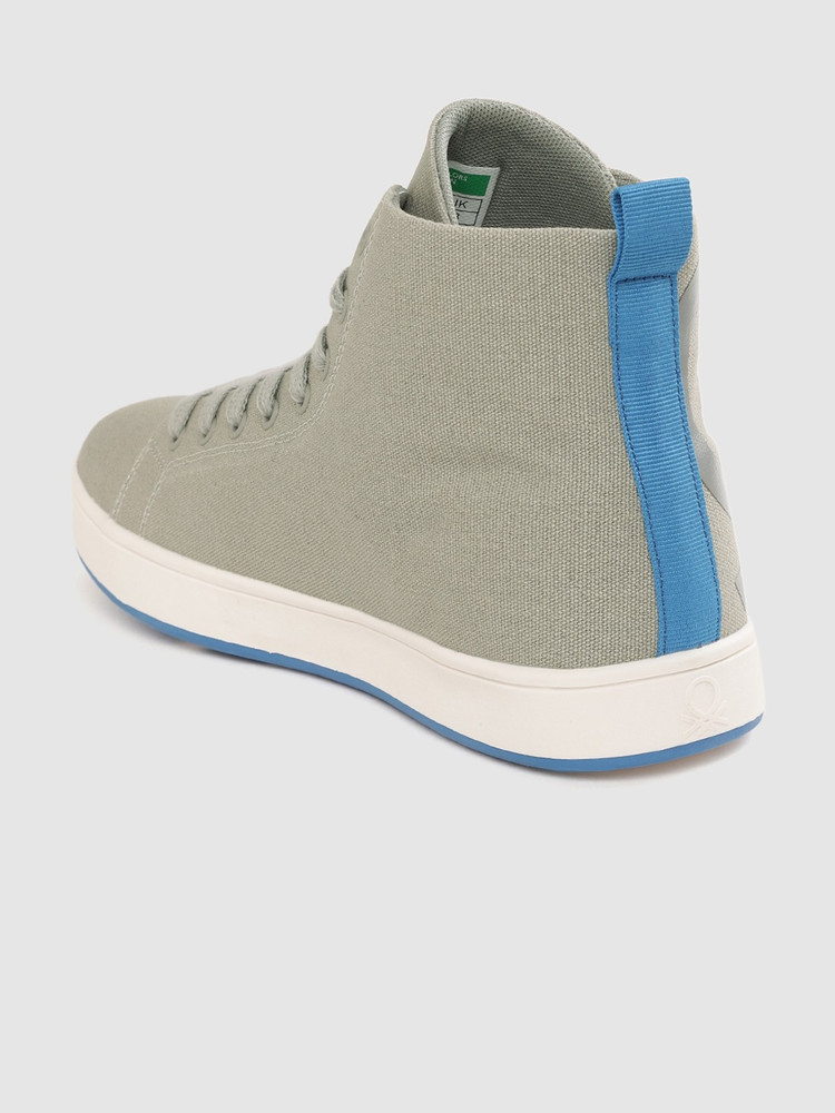 United Colors of Benetton Men Grey Solid Mid Top Sneakers Sneakers