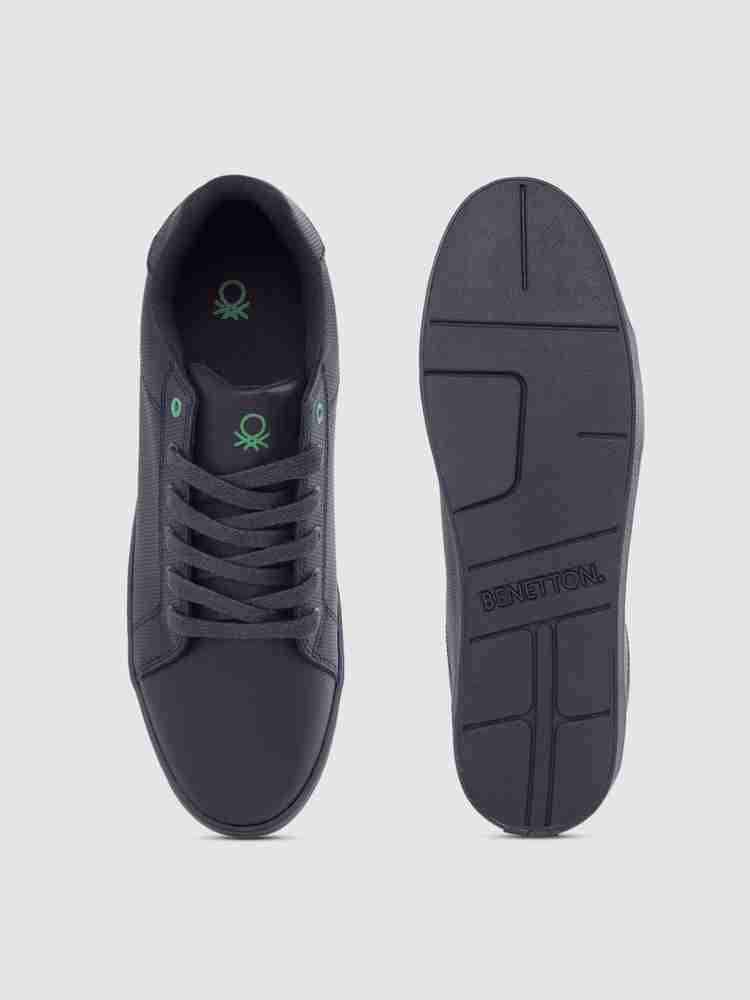 United Colors of Benetton Men Navy Blue Perforated Sneakers
