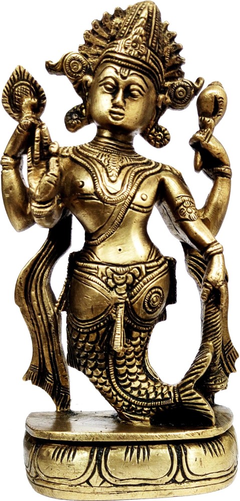 Purpledip Brass Idol Lord Vishnu in Matsya Avatar: Rare Collectible Statue  Decorative Showpiece - 15 cm Price in India - Buy Purpledip Brass Idol Lord  Vishnu in Matsya Avatar: Rare Collectible Statue