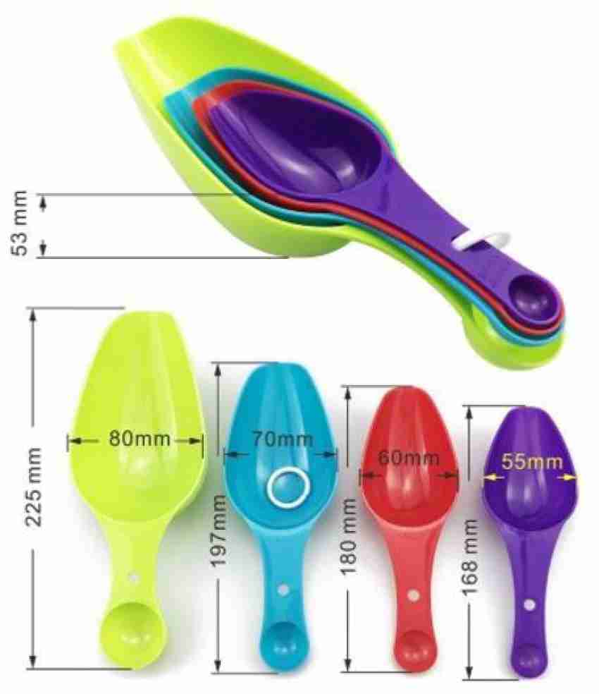 4Pcs Stainless Steel+PP Measuring Cups Spoons Kitchen Baking Cooking Tools  Set