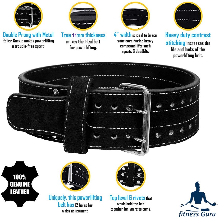 Fitness Guru Weight Lifting Belt (4 Inchs Wide) Genuine Leather for Men &  Women Back / Lumbar Support - Buy Fitness Guru Weight Lifting Belt (4 Inchs  Wide) Genuine Leather for Men