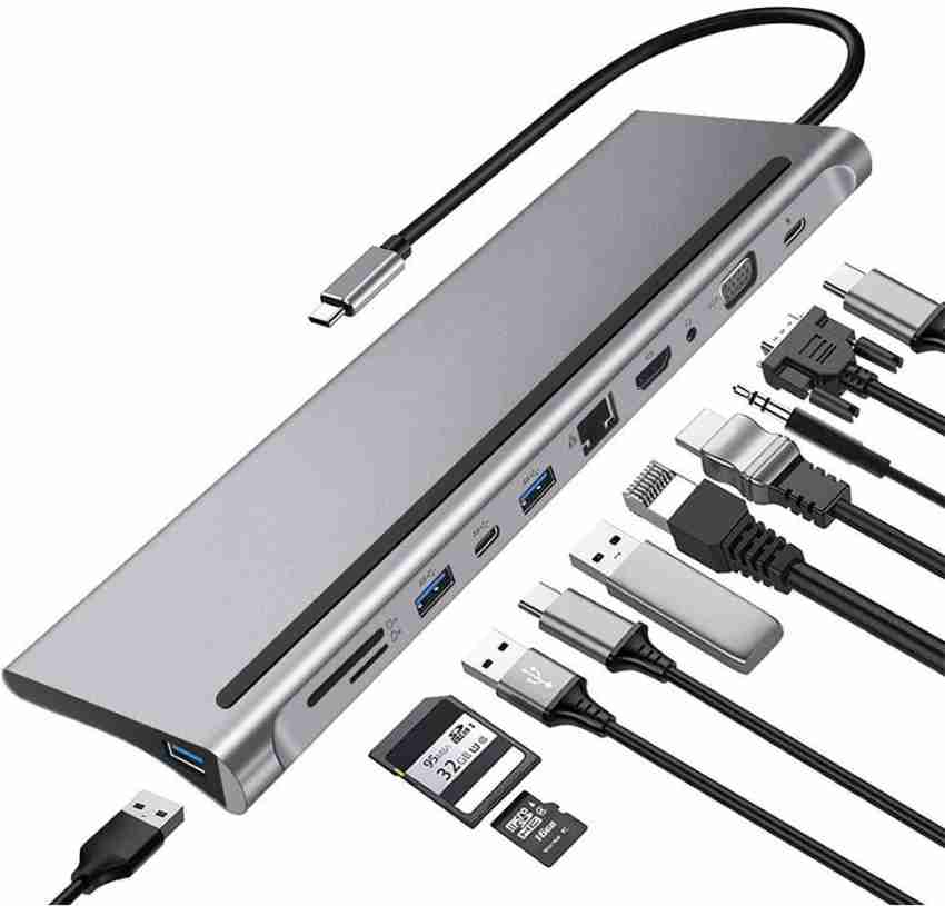 LipiWorld USB C Hub,11 in 1 Type C to 4K HDMI Multiport Adapter Hub with  RJ45 Ethernet Port USB C Hub,11 in 1 Type C to 4K HDMI Multiport Adapter Hub  with