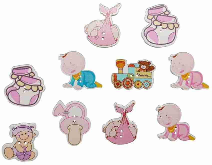 Comet Busters Cute Wooden Decorative Baby Buttons for Sewing