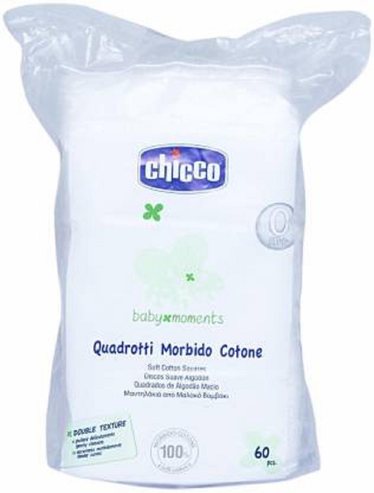 Chicco Baby Moments Cotton Squares 60 Pcs - What's Instore