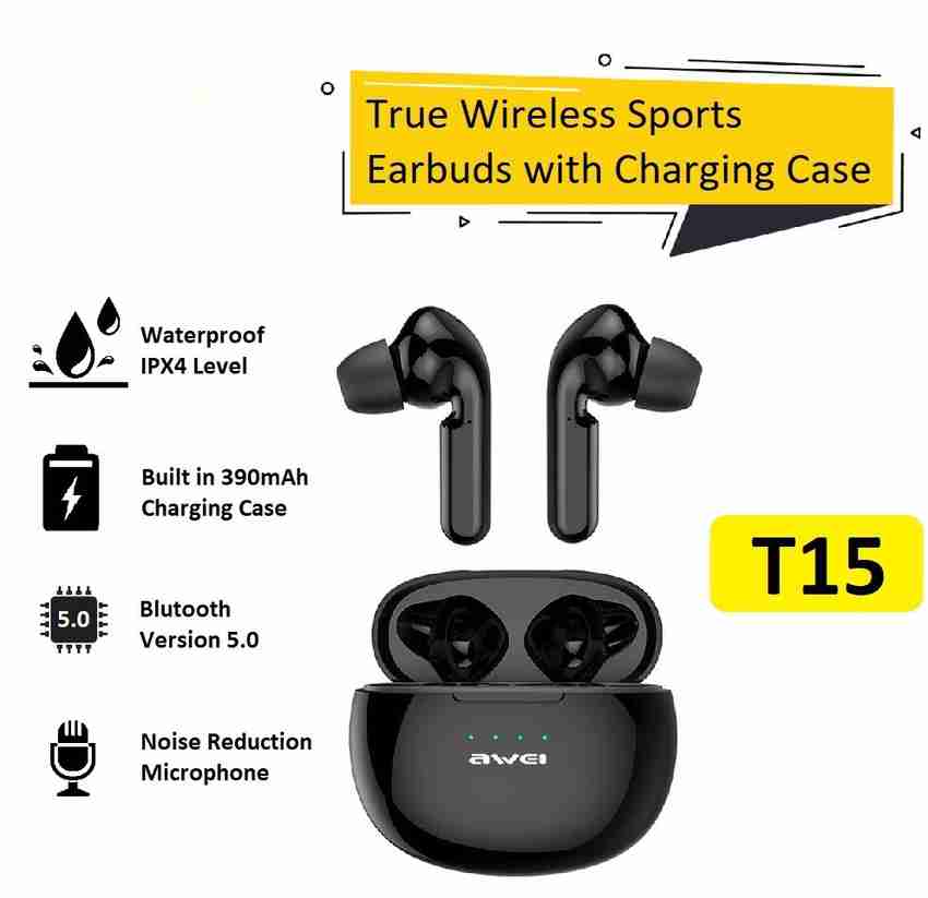 Awei T15 True Wireless Sports Earbuds With Charging Case Bluetooth