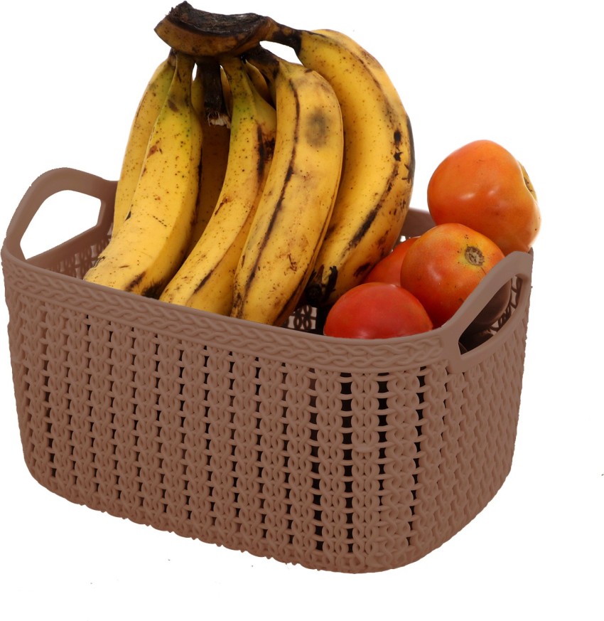 Kuber Industries Unbreakable Plastic Basket|Storage Basket With Lid|Fruit  Basket For Kitchen|Vegetable Basket For Storage|Pack of 3|MULTI Small