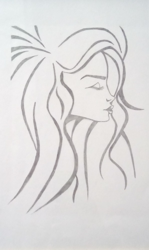 Dreaming girl sketch art drawing Royalty Free Vector Image