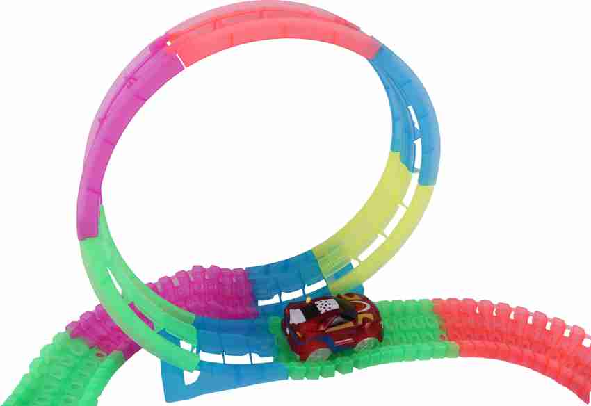 Toyvala Car Track For Kids Model Track Construction Magic Tracks For Kids Glow In Dark Flexible Tracks Car Play Set For Kids Magic Race Bend Flex And Glow Tracks With 6 Function