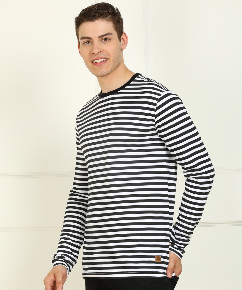 Black and white striped t hot sale shirt flipkart