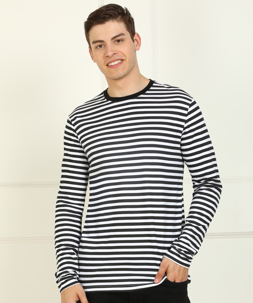 Black and white striped t shirt flipkart best sale