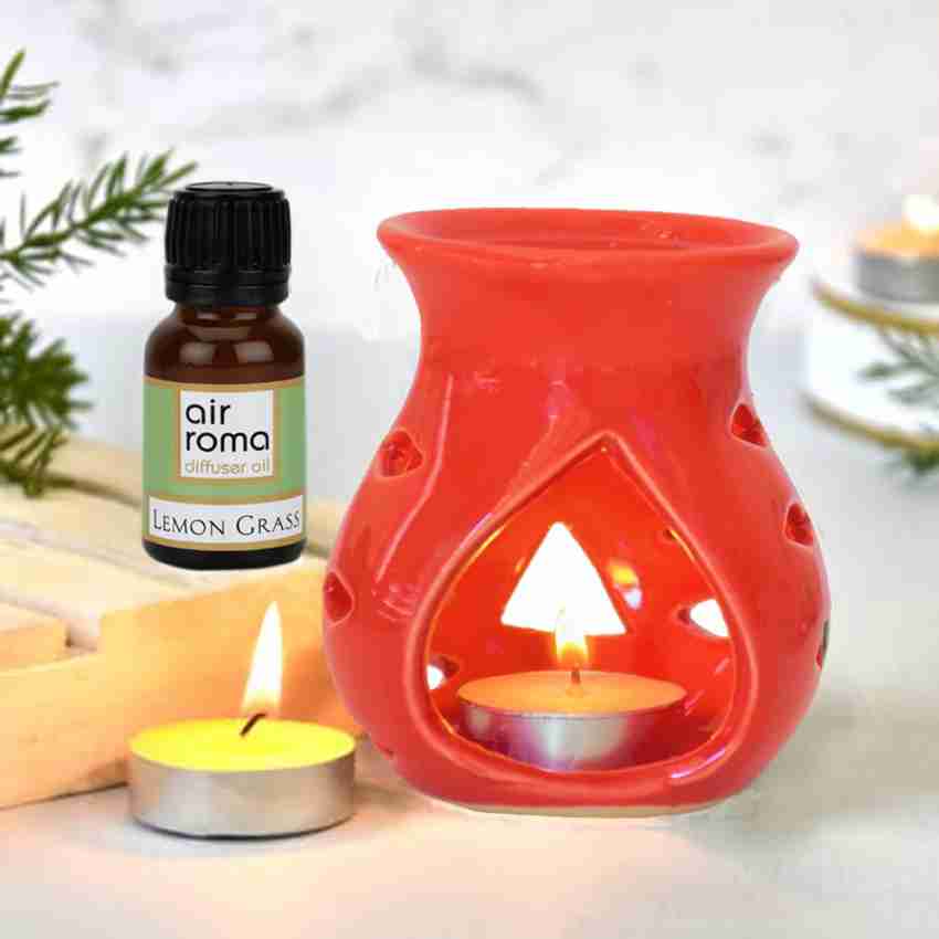 Airroma Aroma Gift Set Oil Burner Aroma Diffuser Red(Free Tea Light  Candles  10 ml Lemon Grass Aroma Oil) Diffuser Set, Diffuser, Aroma Oil  Price in India Buy Airroma Aroma