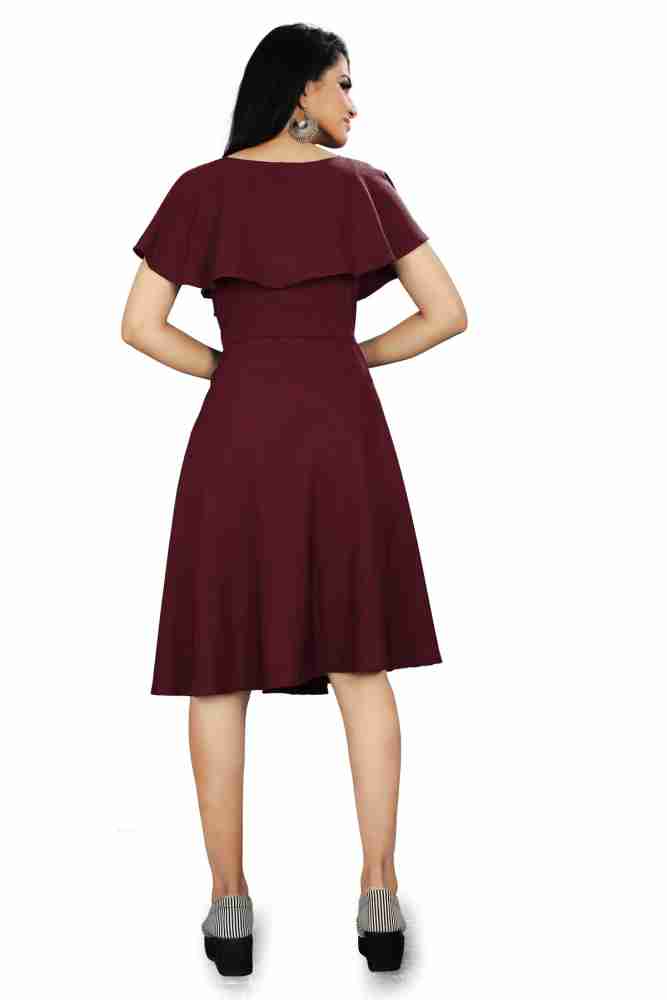 Jashudi Style Women Fit and Flare Maroon Dress - Buy Jashudi Style Women  Fit and Flare Maroon Dress Online at Best Prices in India