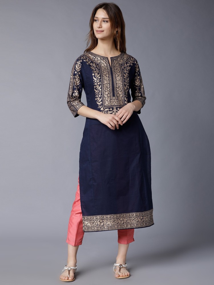 AKS Women Navy Blue  White Yoke Design Kurta with Trousers Price in India  Full Specifications  Offers  DTashioncom