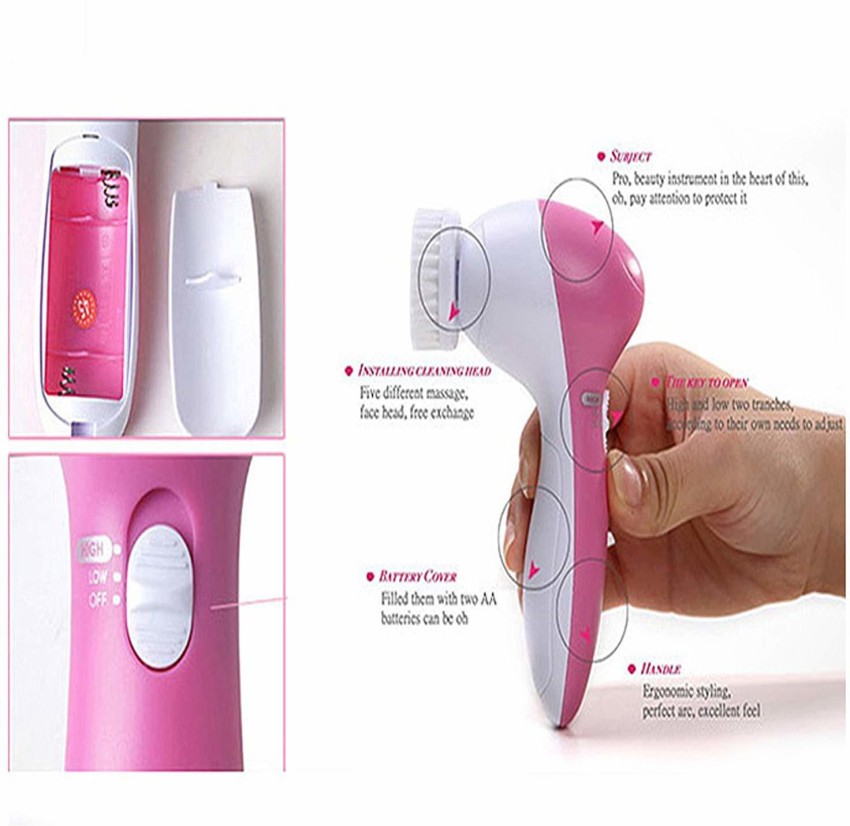 THE GURU SHOP 5-in-1 Body Face Massager 5 In 1 Massager Beauty Care Face  Massager / Body Massager (Pink) Massager - THE GURU SHOP 